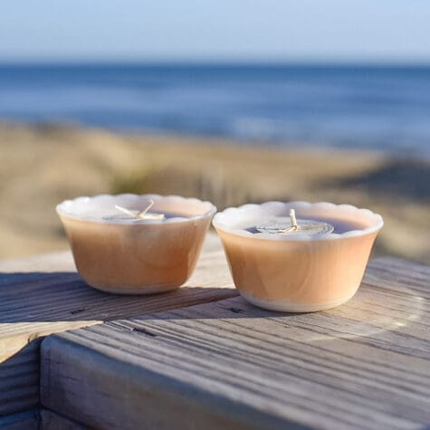 Peach Lusterware Heat-proof Custard Dish Set