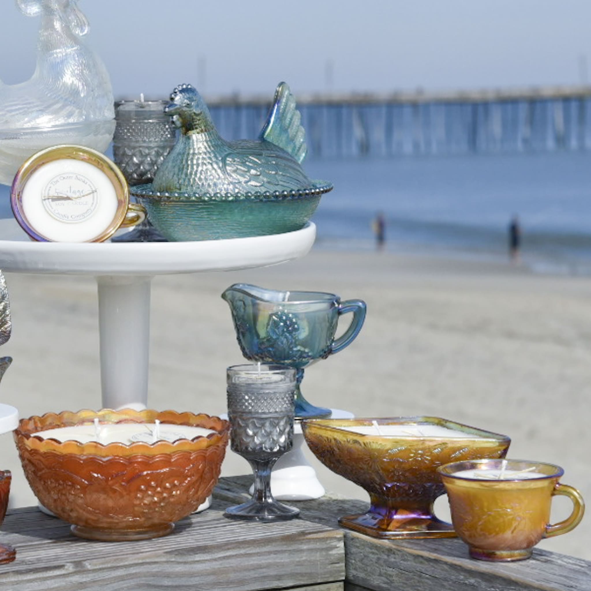 Vintage Amber Carnival Glass Punch/Tea Cup Set - Image 2