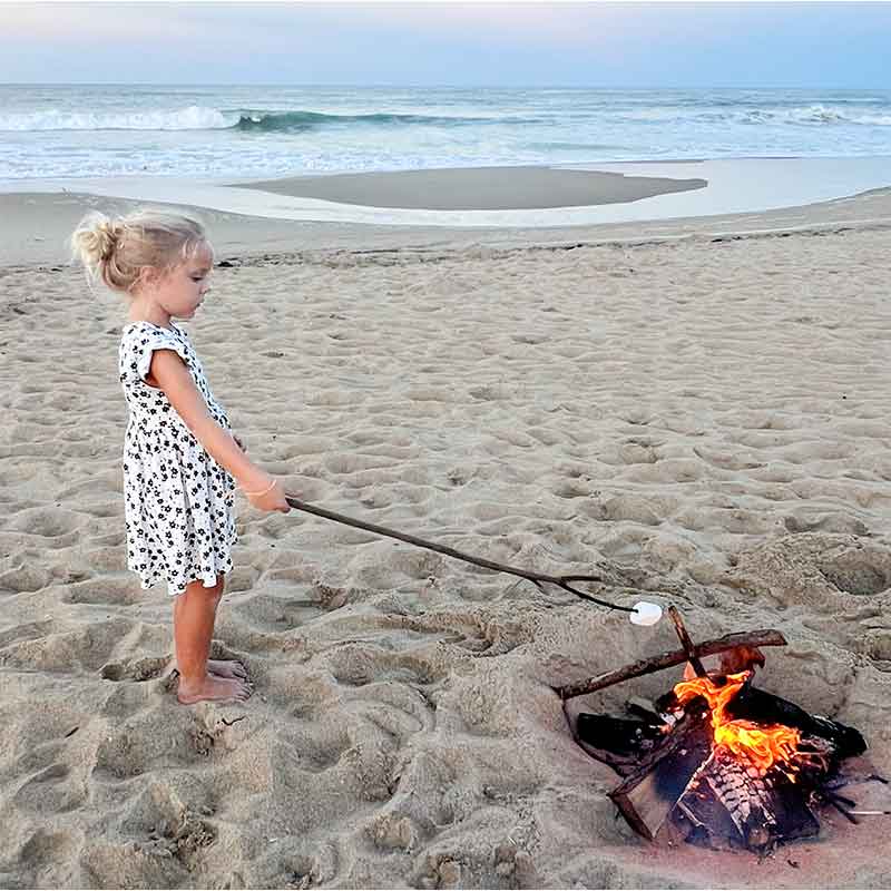 Open area on the beach ideal for a beach bonfire because it is away from the dunes and water