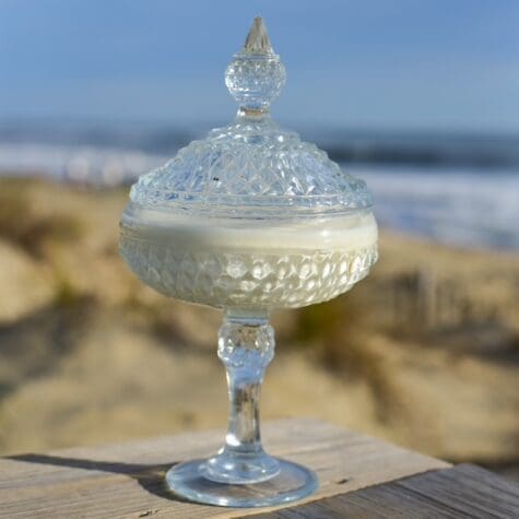 Large Antique Clear Glass Compote w/Lid