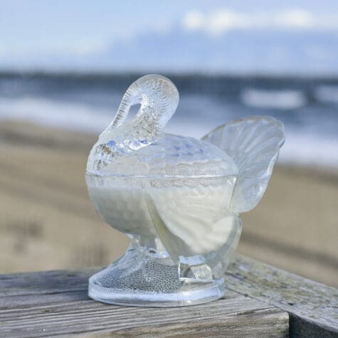 Large Clear Vintage Turkey Candy Dish
