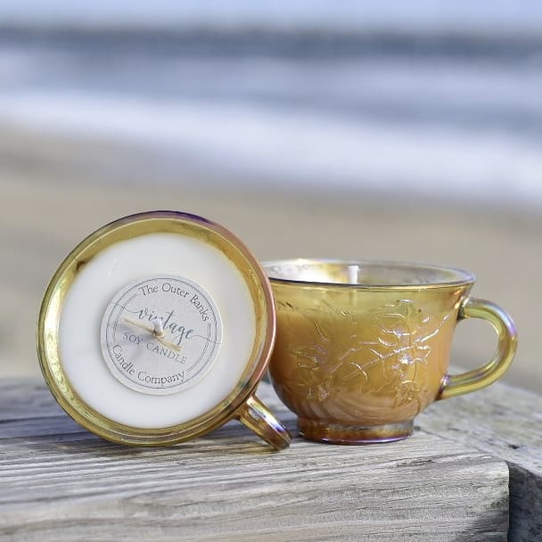 Vintage Amber Carnival Glass Punch/Tea Cup Set