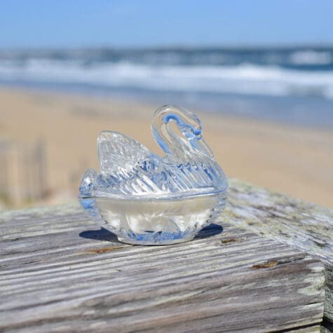 Small Vintage Glass SWAN Dish