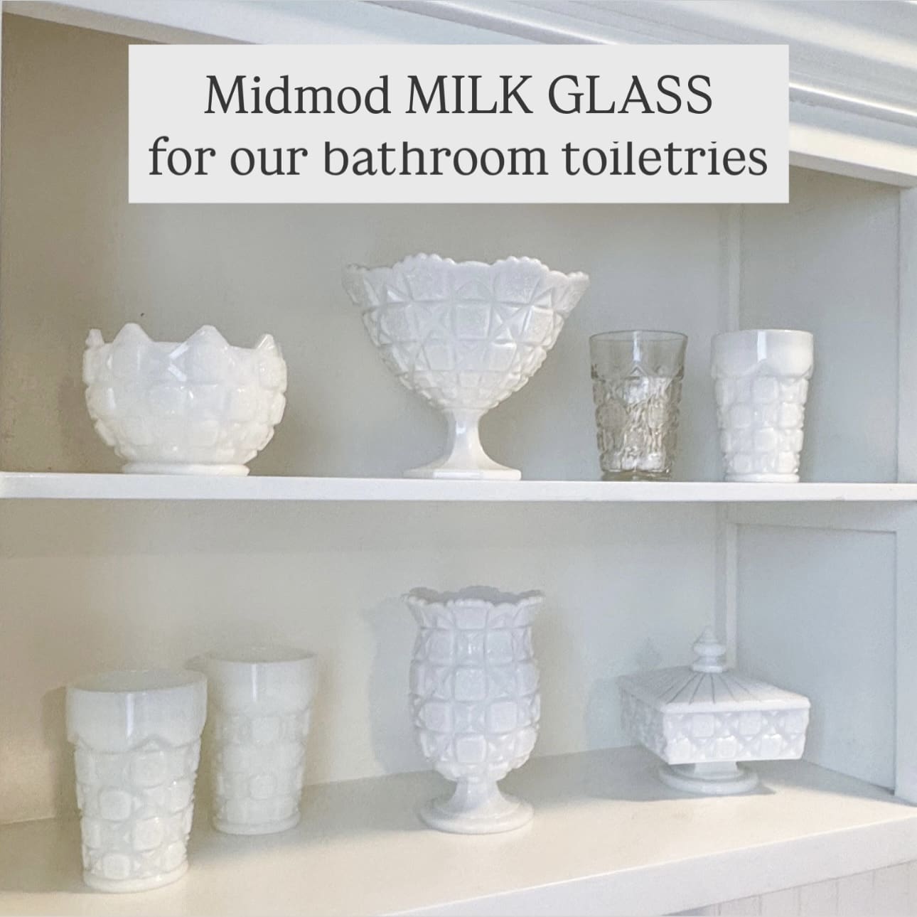 Midmod Milk Glass Diamond Fan Vase - Image 7