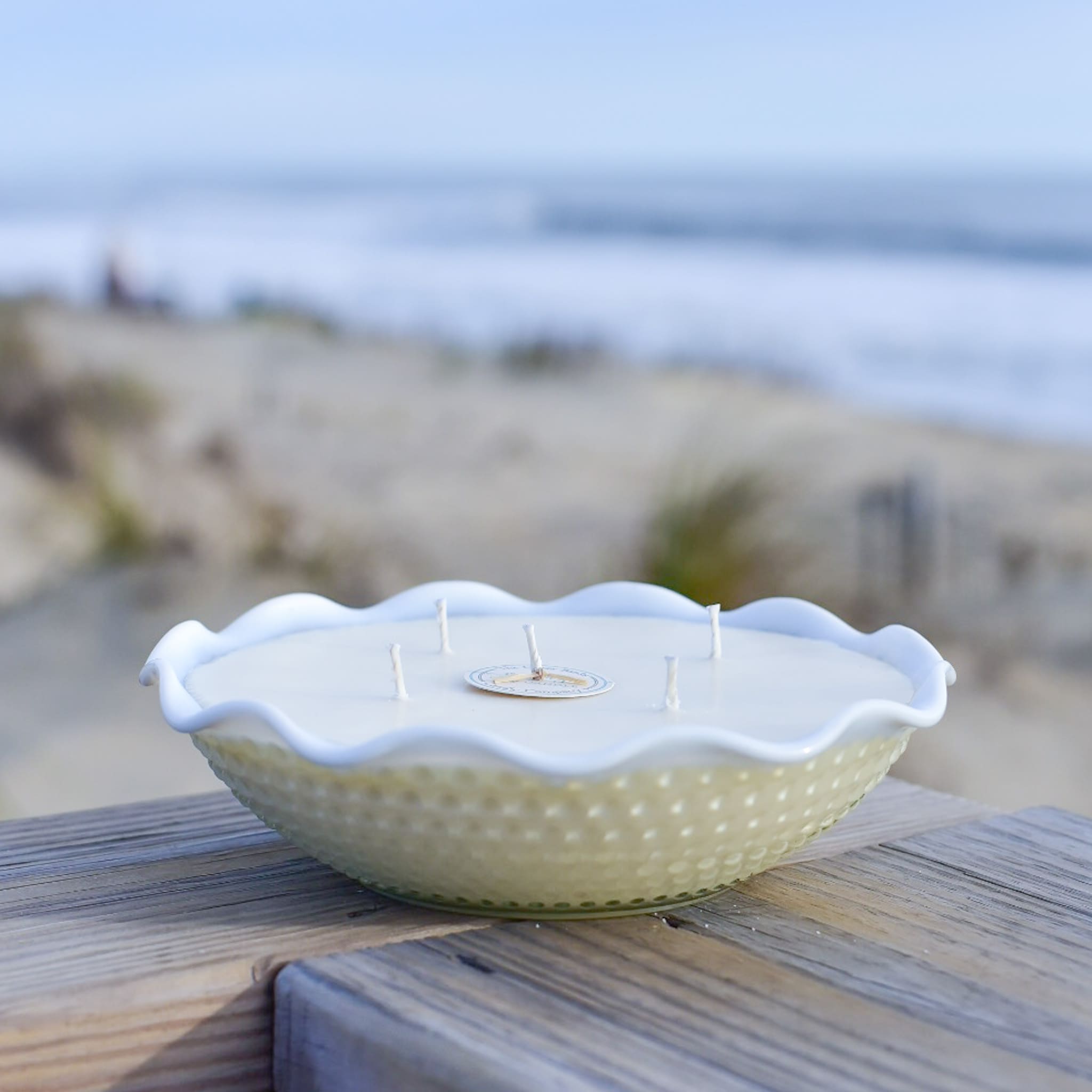 Large Antique Hobnail Moon Stone Serving Bowl