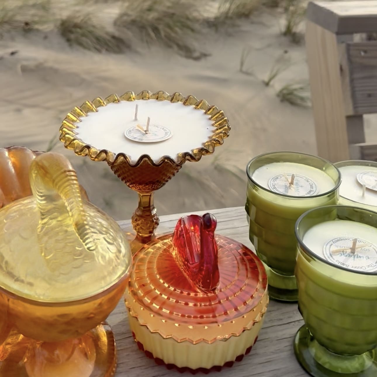 Antique Amber Footed Candy Dish w/Diamond Pattern - Image 6