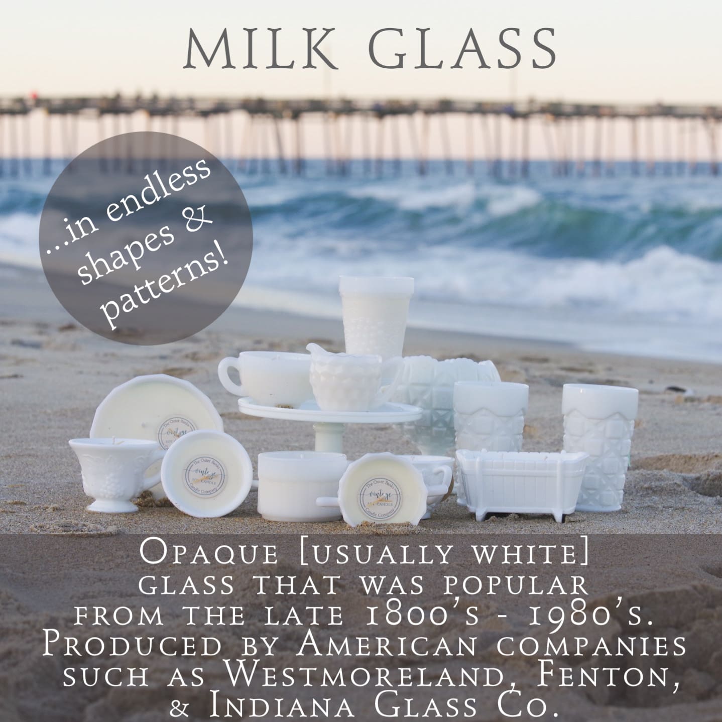 Midmod Milk Glass Diamond Fan Vase - Image 5