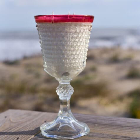 XL Antique Cranberry Flashed Glass Compote Centerpiece