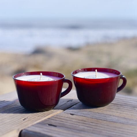 MidMod Vintage Red Glass Tea Cup Set