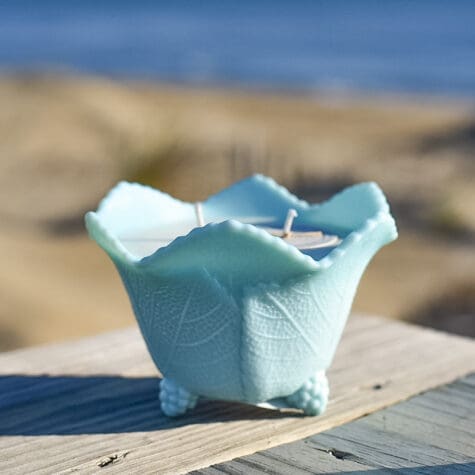 Rare Aqua-Blue Milk Glass Candy Dish