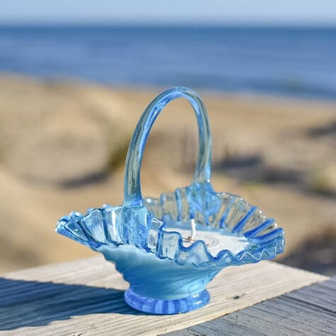 Vintage Blue Glass Easter Basket