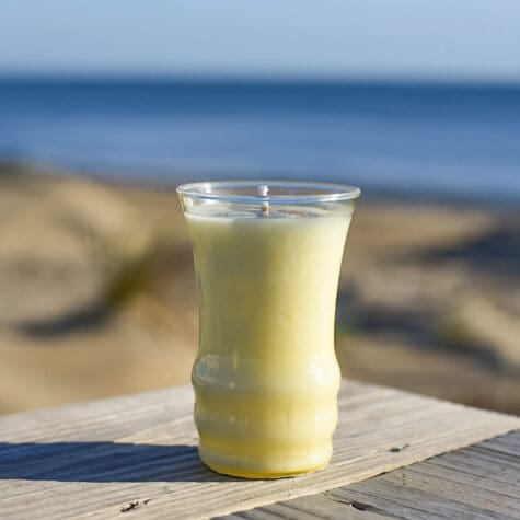 Vintage Yellow Etched Floral Juice Glass
