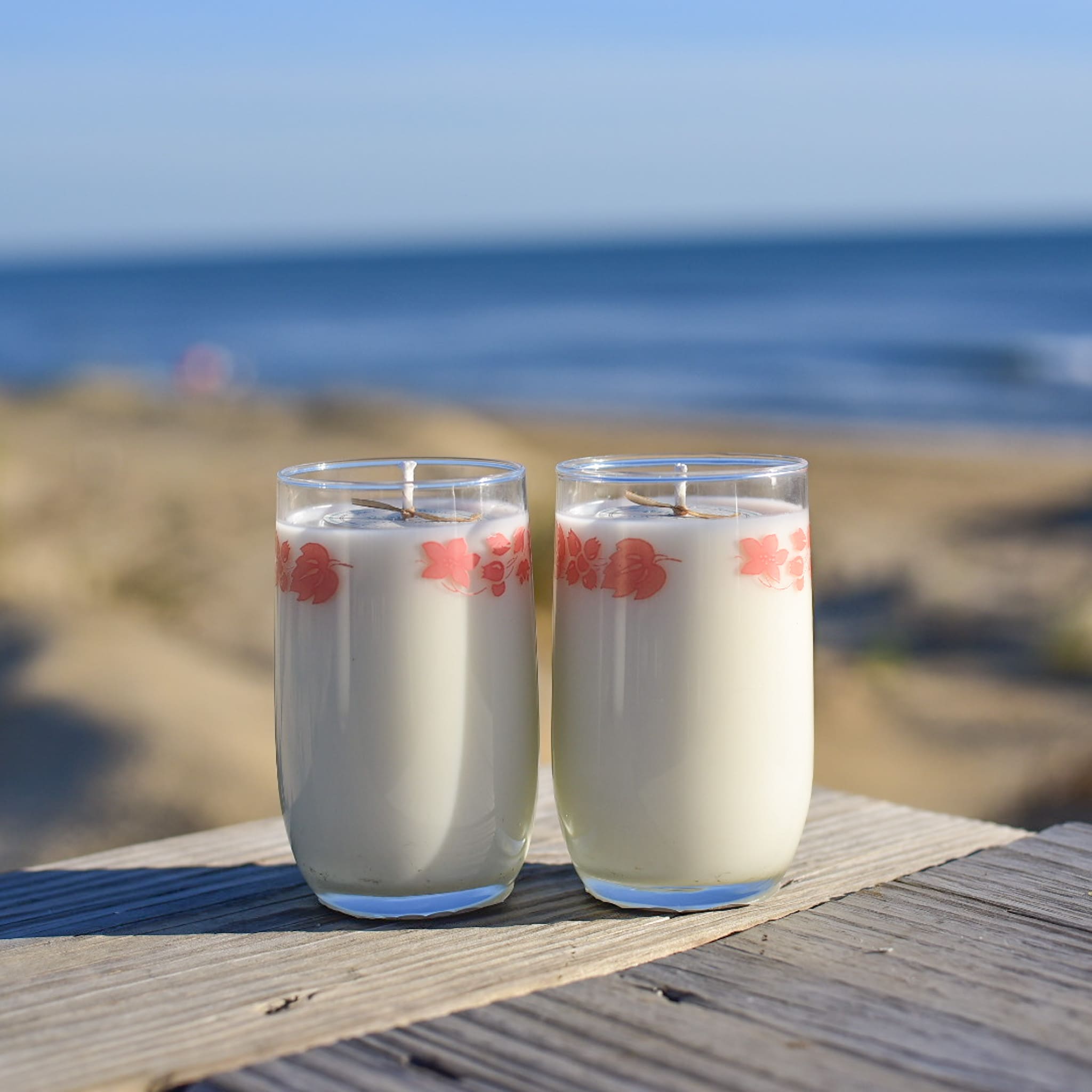 Small Vintage Pink Floral Juice Cup Set