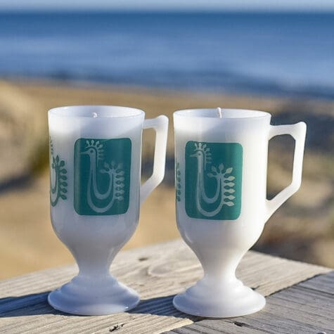 Aqua Midmod Milk Glass Drinking Glass Set