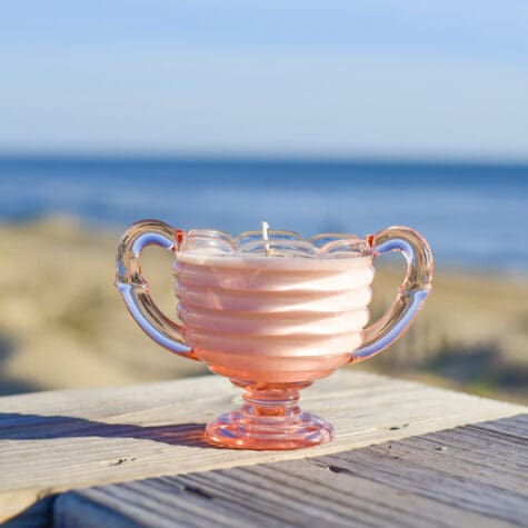 Midmod Pink Glass Sugar Dish
