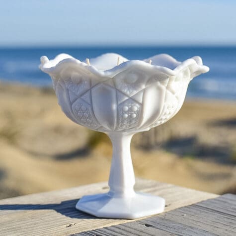 Vintage Quilted Milk Glass Compote