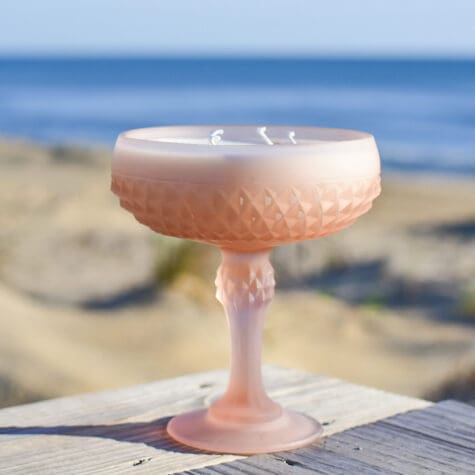 Vintage Frosted Pink Glass Compote